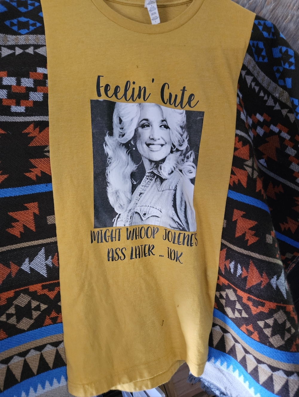 Feelin' Cute Graphic Dolly Tee in Mustard Yellow